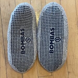 Bombas Taupe Gripper Slipper Socks with Black Dots